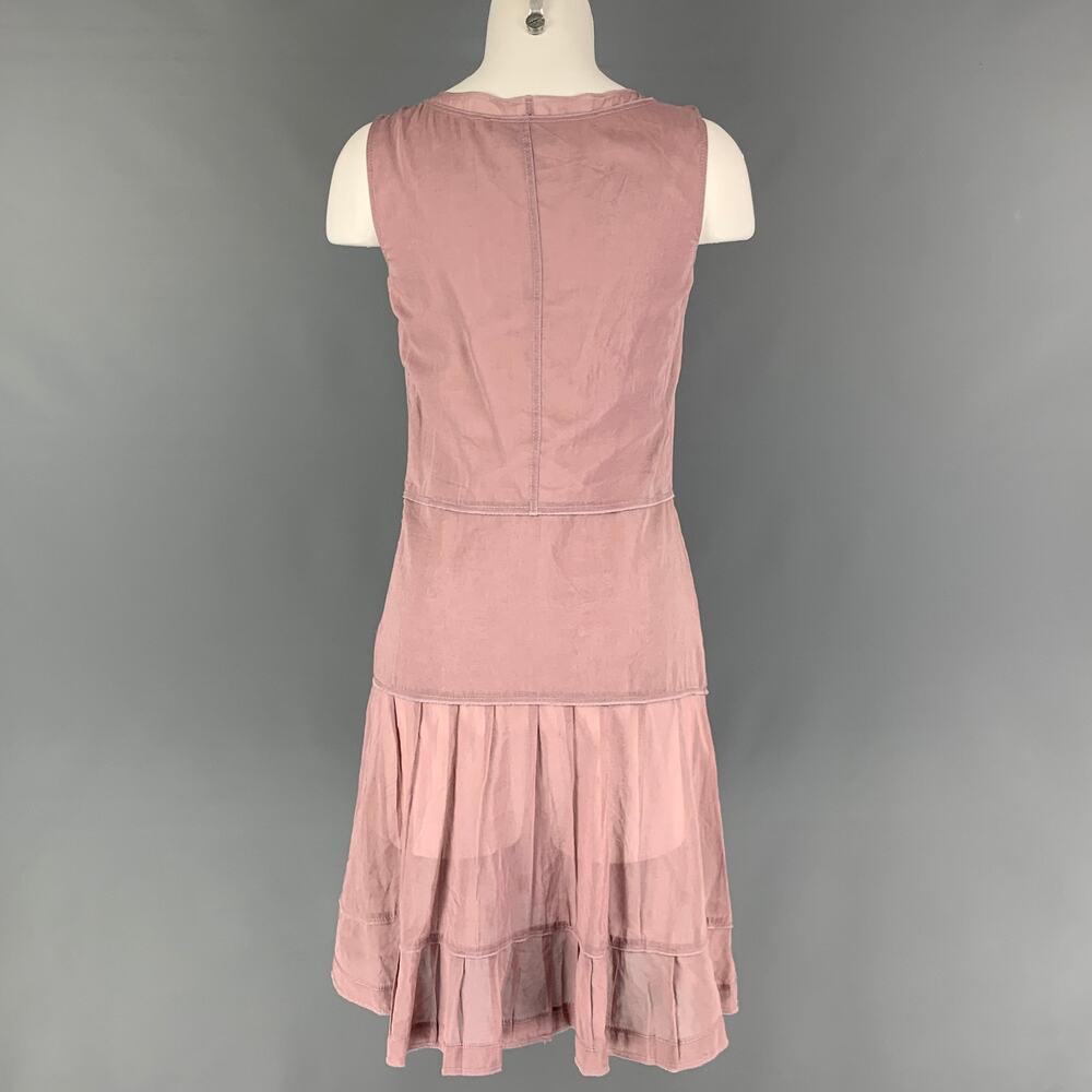 JIL SANDER Size 6 Dust Pink Cotton Pleated Sleeveless Dress - Picture 3 of 5
